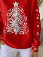 Christmas Printing Crew Neck Casual Sweatshirt