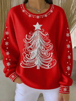 Christmas Printing Crew Neck Casual Sweatshirt