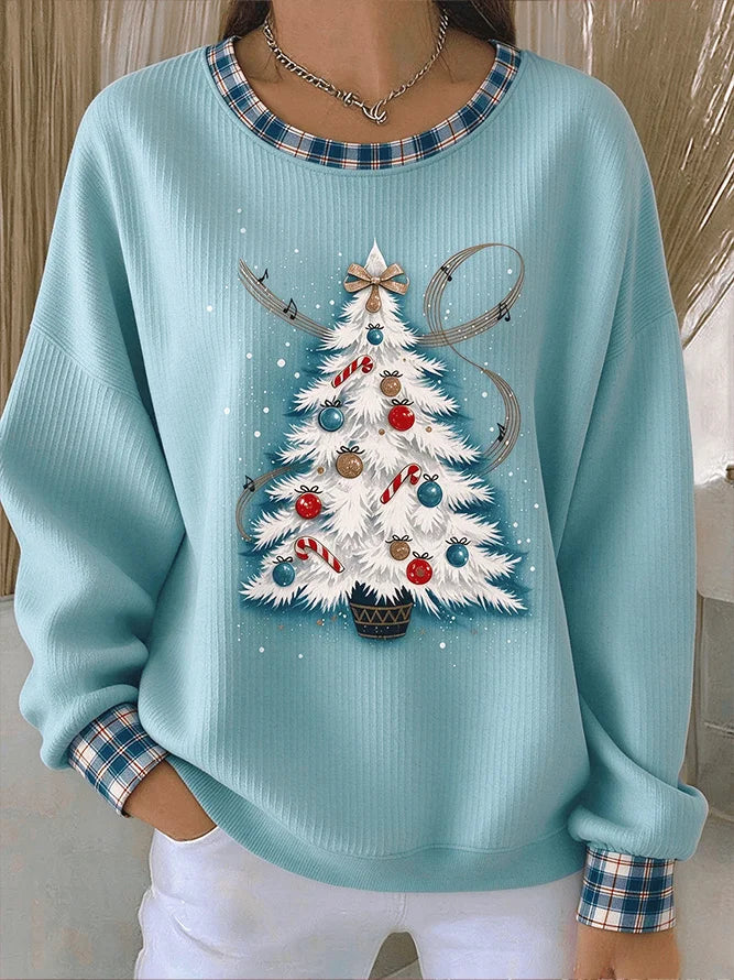 Christmas Tree Graphic Casual Sweatshirt