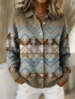 Women's Vintage Western Check Print Sweater
