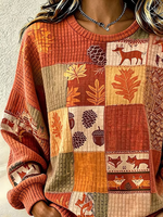 Women Abstract Crew Neck Printing Casual Spring/Fall Long Sleeve Sweatshirt