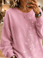 Women Star Crew Neck Printing Casual Spring/Fall Long Sleeve Sweatshirt