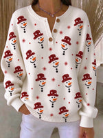 Vintage Christmas Snowman Henley Collar Long Sleeve Sweatshirt