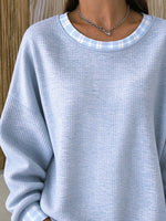 Casual Plaid Crew Neck Long Sleeve Sweatshirt