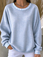 Casual Plaid Crew Neck Long Sleeve Sweatshirt