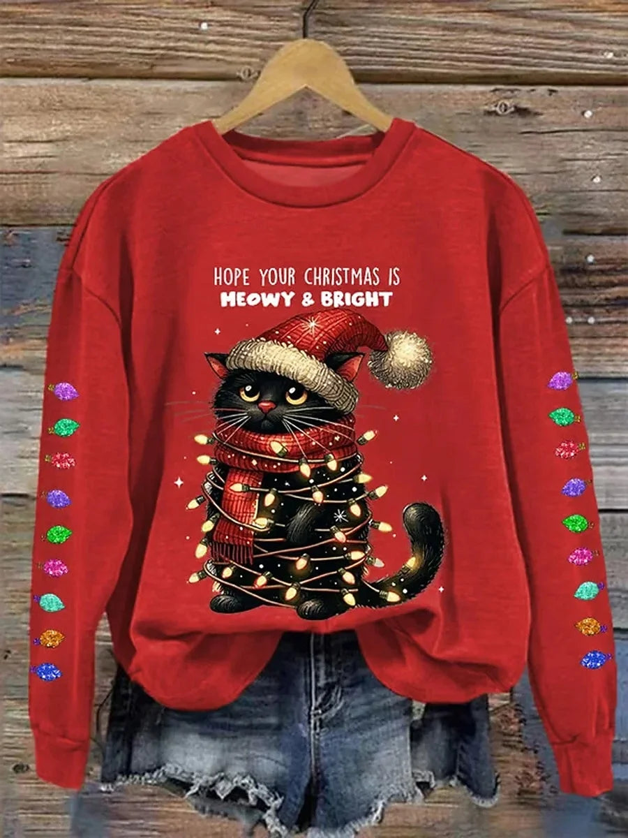 Vintage Casual Crew Neck Christmas Sweatshirt