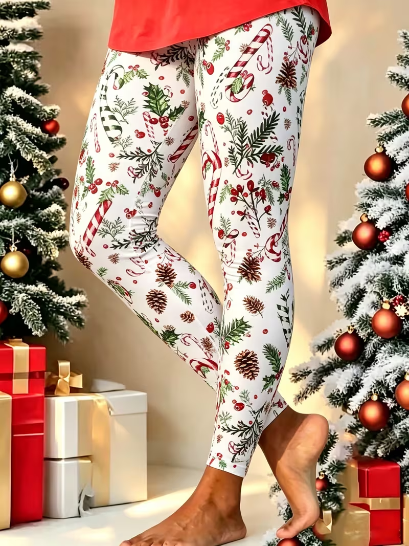 Casual Christmas Printing Daily Leggings