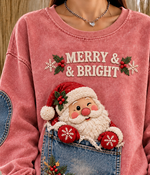Christmas Santa Crew Neck Casual Sweatshirt