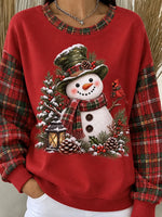 Women's Casual Christmas Snowman Crewneck Sweatshirt