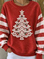 Vintage Casual Christmas Tree Crew Neck Sweatshirt