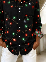 Women's Long Sleeve Shirt Spring/Fall Black Christmas Buckle Shirt Collar Regular Sleeve Daily Going Out Casual Top