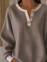 Casual Plain Crew Neck Long Sleeve Sweatshirt