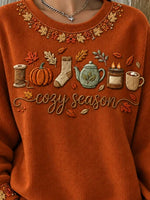 Casual Maple Leaf Crew Neck Long Sleeve Sweatshirt