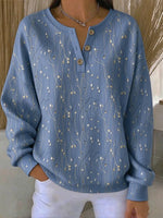 Casual Floral Henley Collar Long Sleeve Sweatshirt