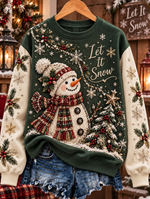 Women Cute Snowman And Christmas Tree Casual Sweatshirt
