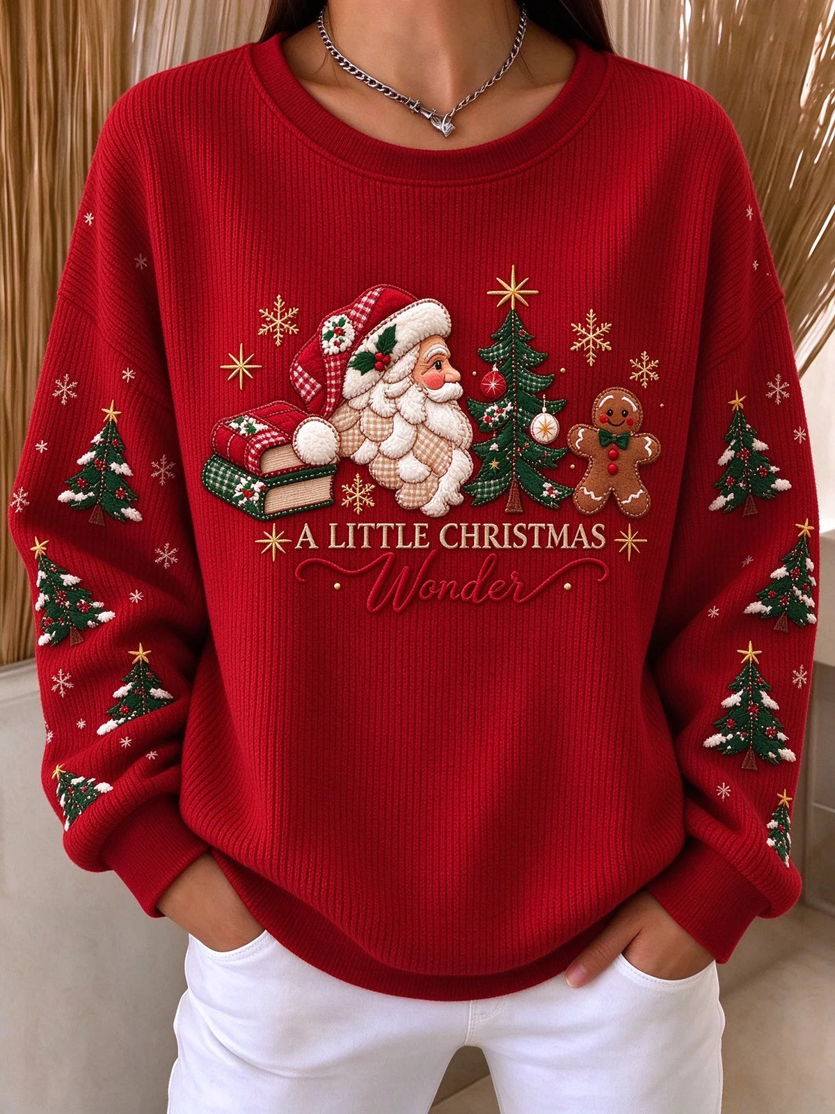 Casual Loose Printing Christmas Sweatshirt