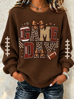 Casual Leopard Henley Collar Simple Long Sleeve Sweatshirt