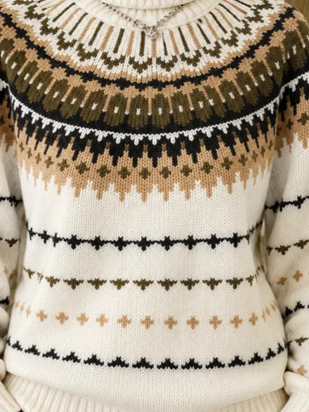 Women Ethnic Long Sleeve Comfy Vintage Sweater