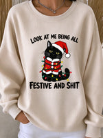 Casual Text Letters Crew Neck Long Sleeve Sweatshirt