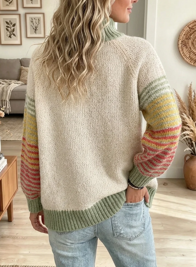 Women Christmas Tree Striped Knit Sweater