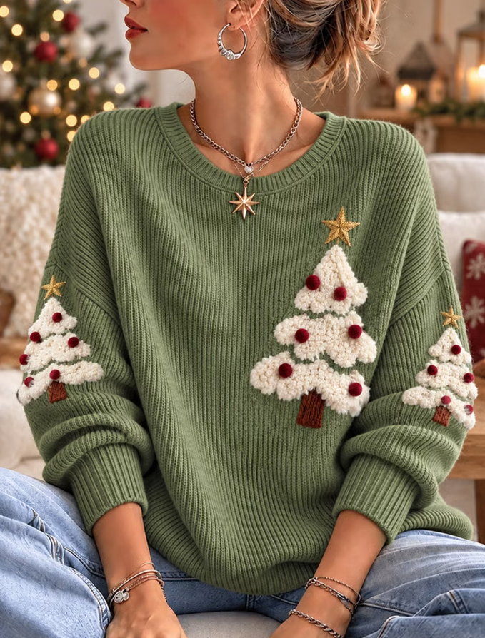 Women Christmas Tree Art Casual Sweater