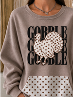 Turkey Pocket Stitching Polka Dots Casual Sweatshirt