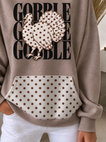 Turkey Pocket Stitching Polka Dots Casual Sweatshirt