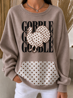 Turkey Pocket Stitching Polka Dots Casual Sweatshirt