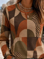 Casual Abstract Crew Neck Long Sleeve T-shirt
