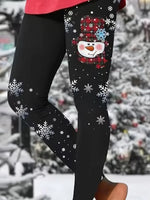 Women Christmas Snowman Casual All Season Long Leggings