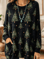 Women Christmas Tree Long Sleeve Comfy Simple Sweater