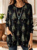 Women Christmas Tree Long Sleeve Comfy Simple Sweater