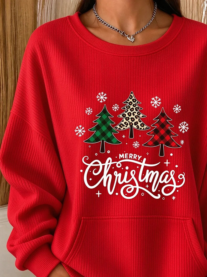 Casual Christmas Crew Neck Long Sleeve Sweatshirt