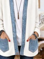 Women Plain Long Sleeve Comfy Vintage Printing Cardigan