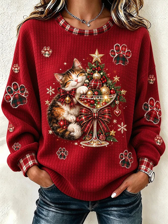 Casual Christmas Crew Neck Long Sleeve Sweatshirt