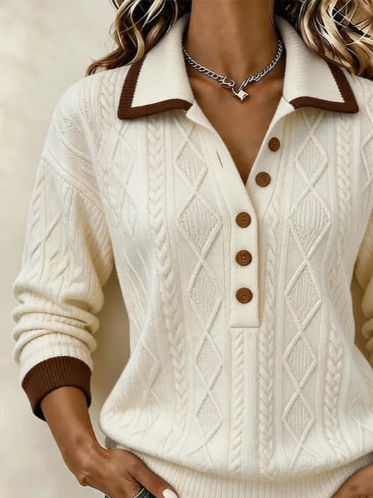 Vintage Abstract Shawl Collar Long Sleeve Sweatshirt