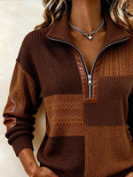 Casual Abstract Stand Collar Long Sleeve Sweatshirt