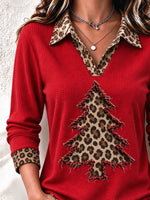 Vintage Leopard Shawl Collar Long Sleeve Sweatshirt
