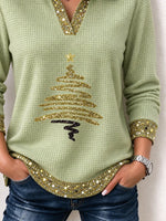 Vintage Christmas Shawl Collar Long Sleeve Sweatshirt
