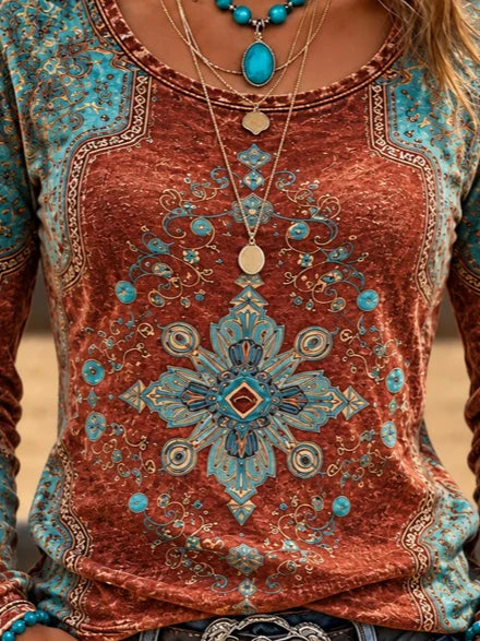 Casual Abstract Crew Neck Daily Long Sleeve T-shirt
