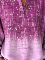 Casual Floral Breathable Henley Collar Long Sleeve Sweatshirt