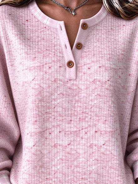 Casual Plain Henley Collar Daily Long Sleeve Sweatshirt