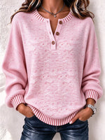 Casual Striped Solid Henley Collar Long Sleeve Sweatshirt
