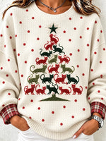 Casual Unique Polka Dots Crew Neck Long Sleeve Sweatshirt