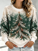 Vintage Christmas Chic Crew Neck Long Sleeve Sweatshirt