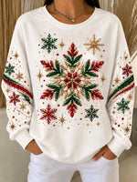 Regular Fit Snowflake Casual Elegant Sweatshirt