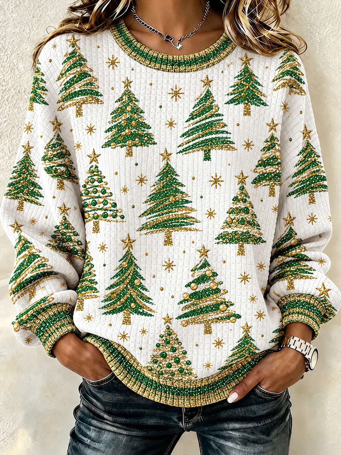 Casual Cozy Henley Collar Holiday Sweatshirt