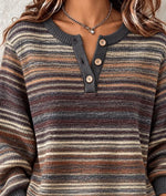 Casual Geometric Henley Collar Long Sleeve Sweatshirt