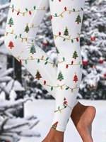 Women Christmas Casual All Season Printing Long Leggings