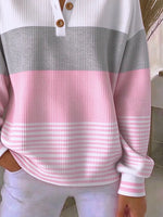 Vintage Striped Henley Collar Long Sleeve Sweatshirt